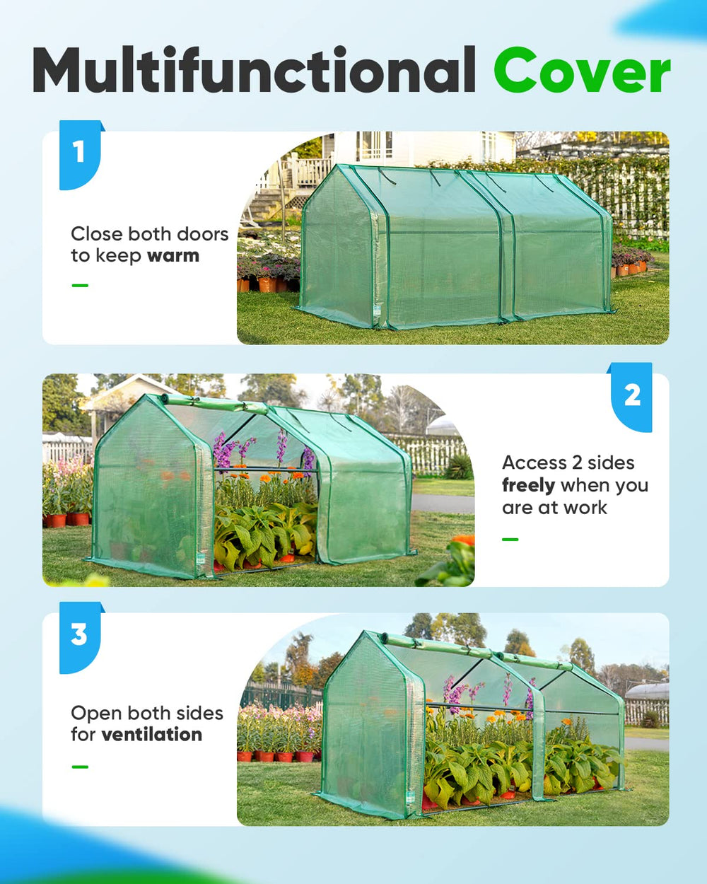Quictent Mini Greenhouse showcasing removable waterproof top cover