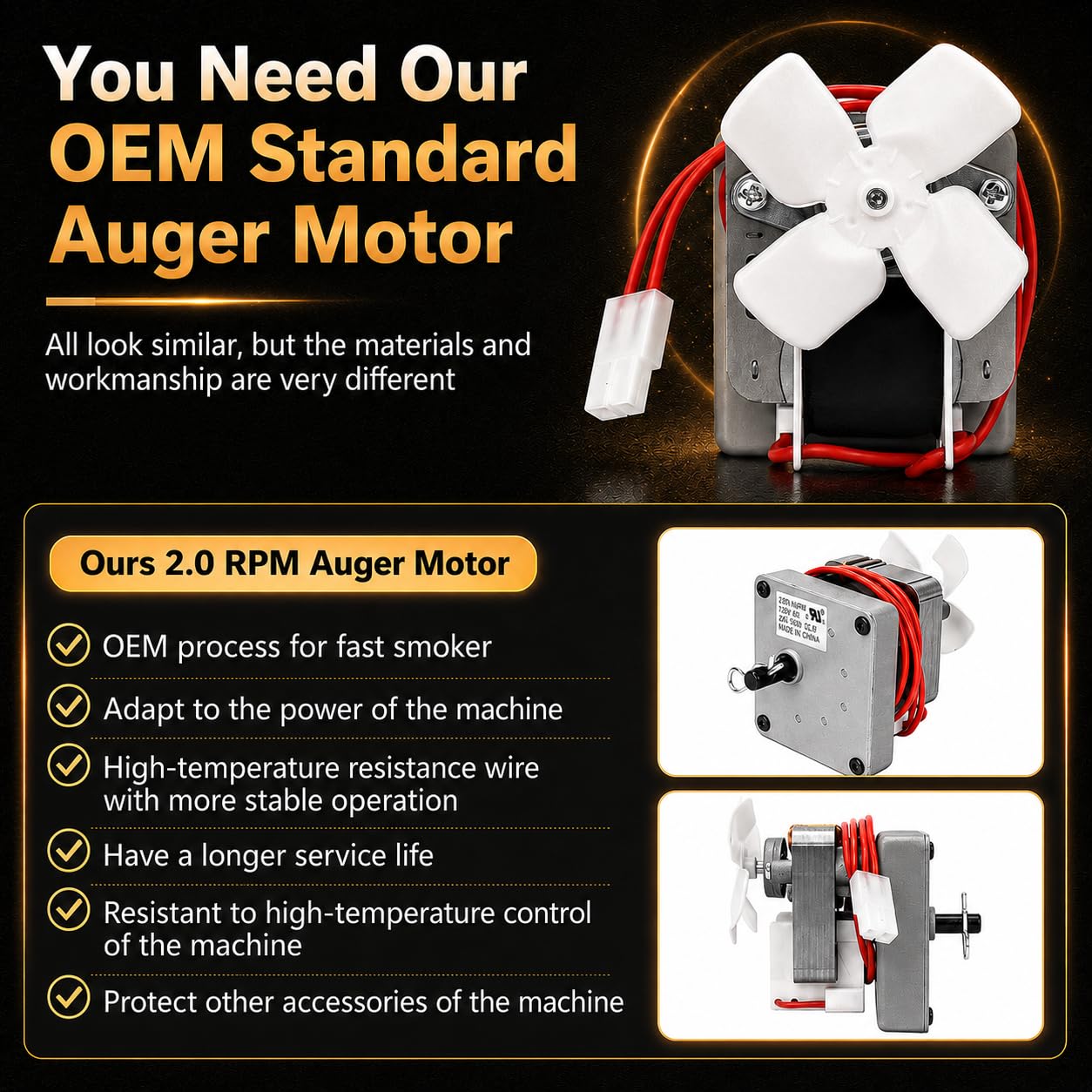 QuliMetal 2.0 RPM Auger Motor Replacement side view