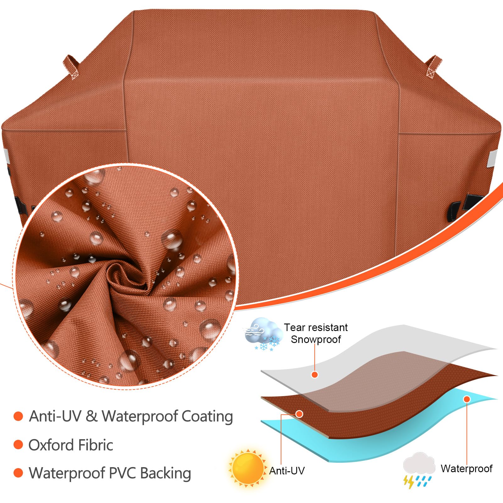 QuliMetal 51 Inch Grill Cover displayed on a Weber Spirit grill