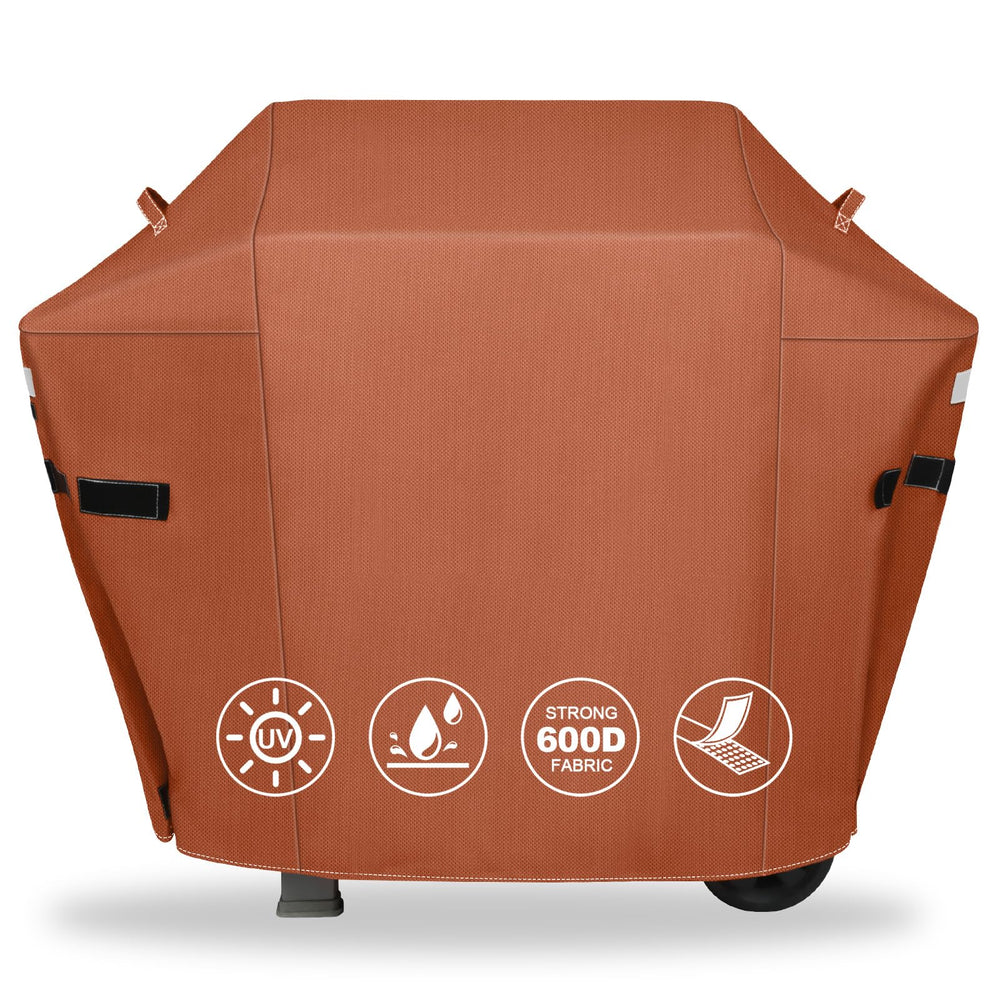 QuliMetal 51 Inch Grill Cover front view, brown colour