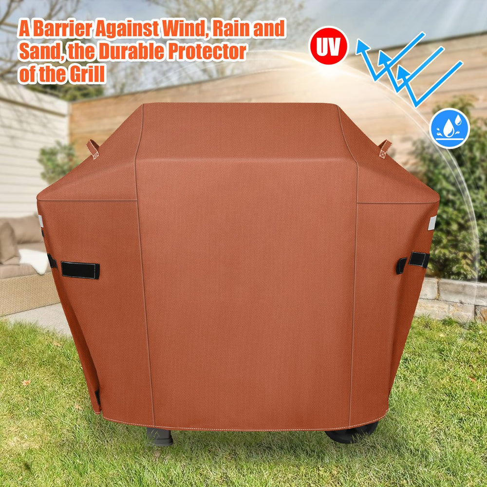 QuliMetal 51 Inch Grill Cover in a sunny outdoor setting