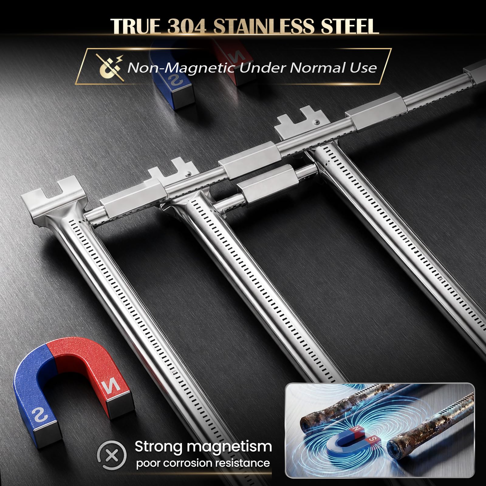 QuliMetal burner tubes showcasing even heat distribution design