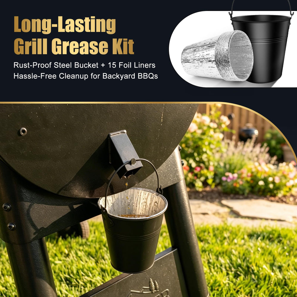QuliMetal Drip Bucket filled with grease liner in use