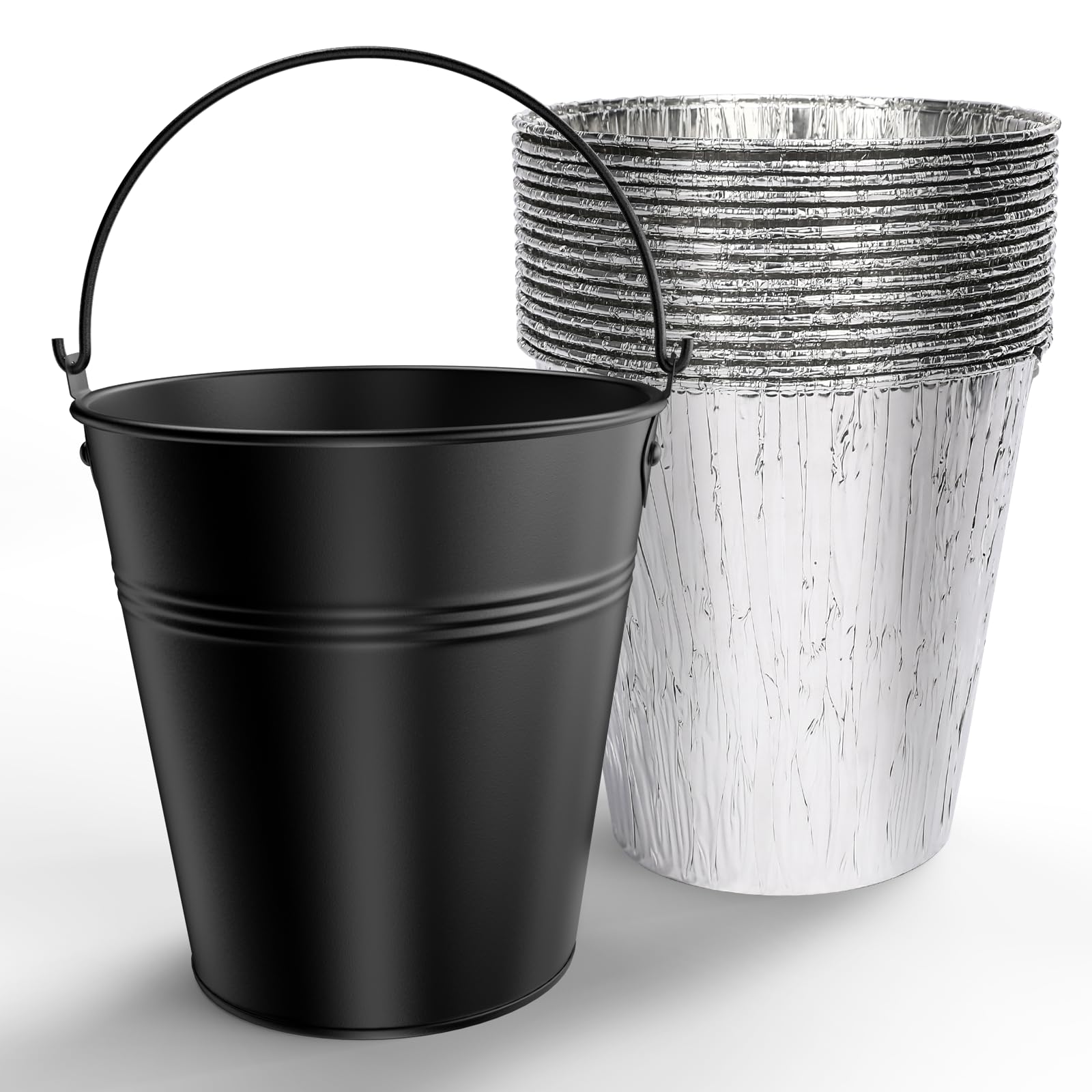 QuliMetal Drip Bucket front view with disposable foil liners