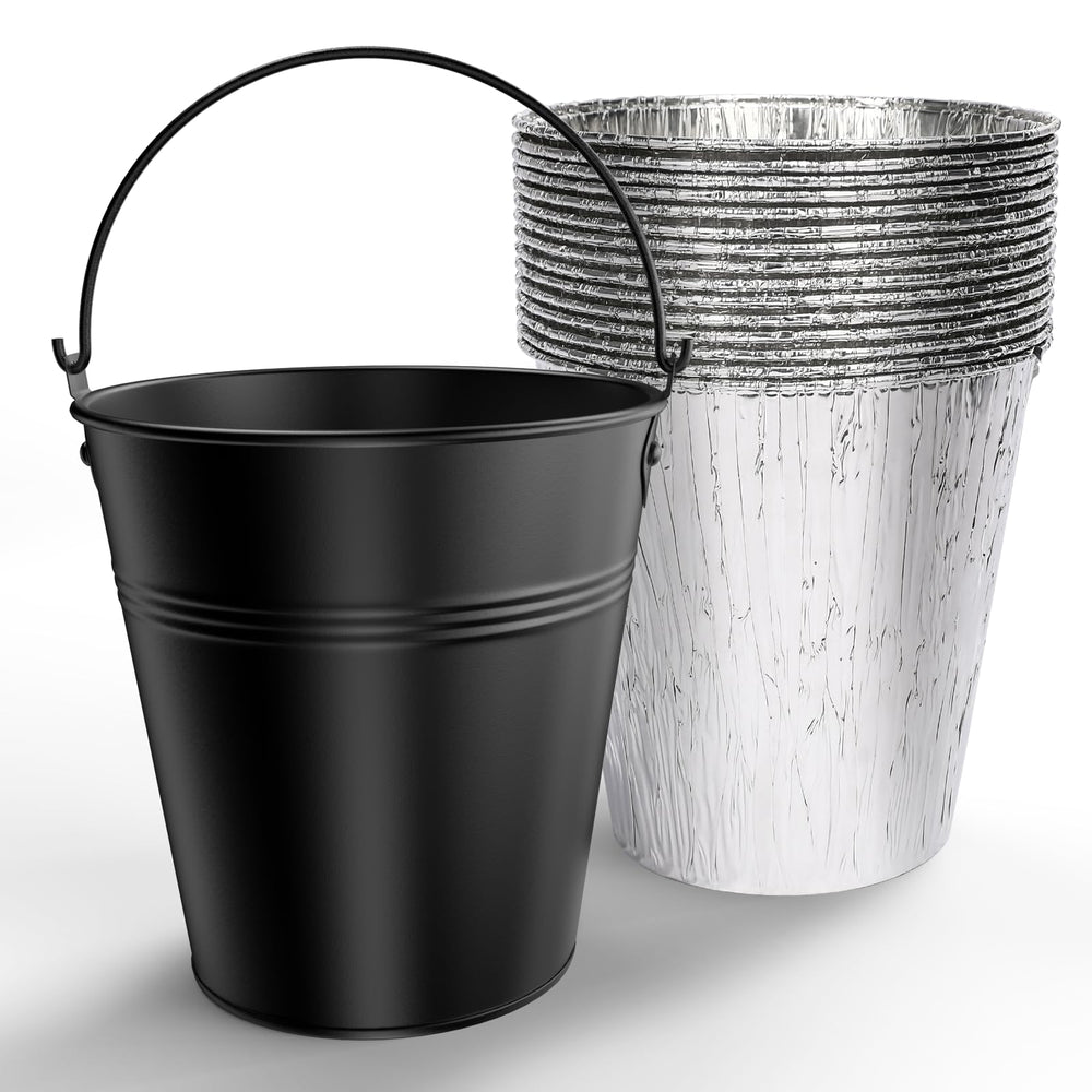 QuliMetal Drip Bucket front view with disposable foil liners