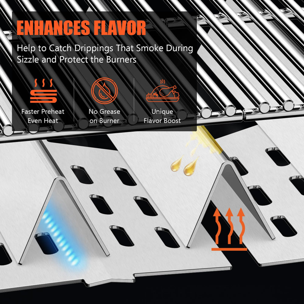 QuliMetal Flavorizer Bars and Heat Deflectors arranged on a table