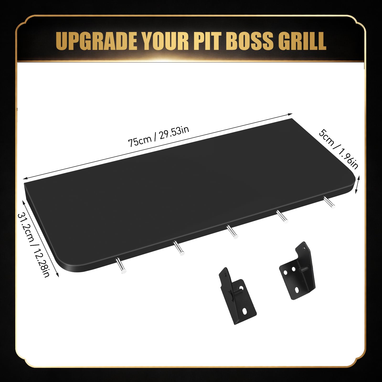 QuliMetal Foldable Front Shelf side view with grill setup