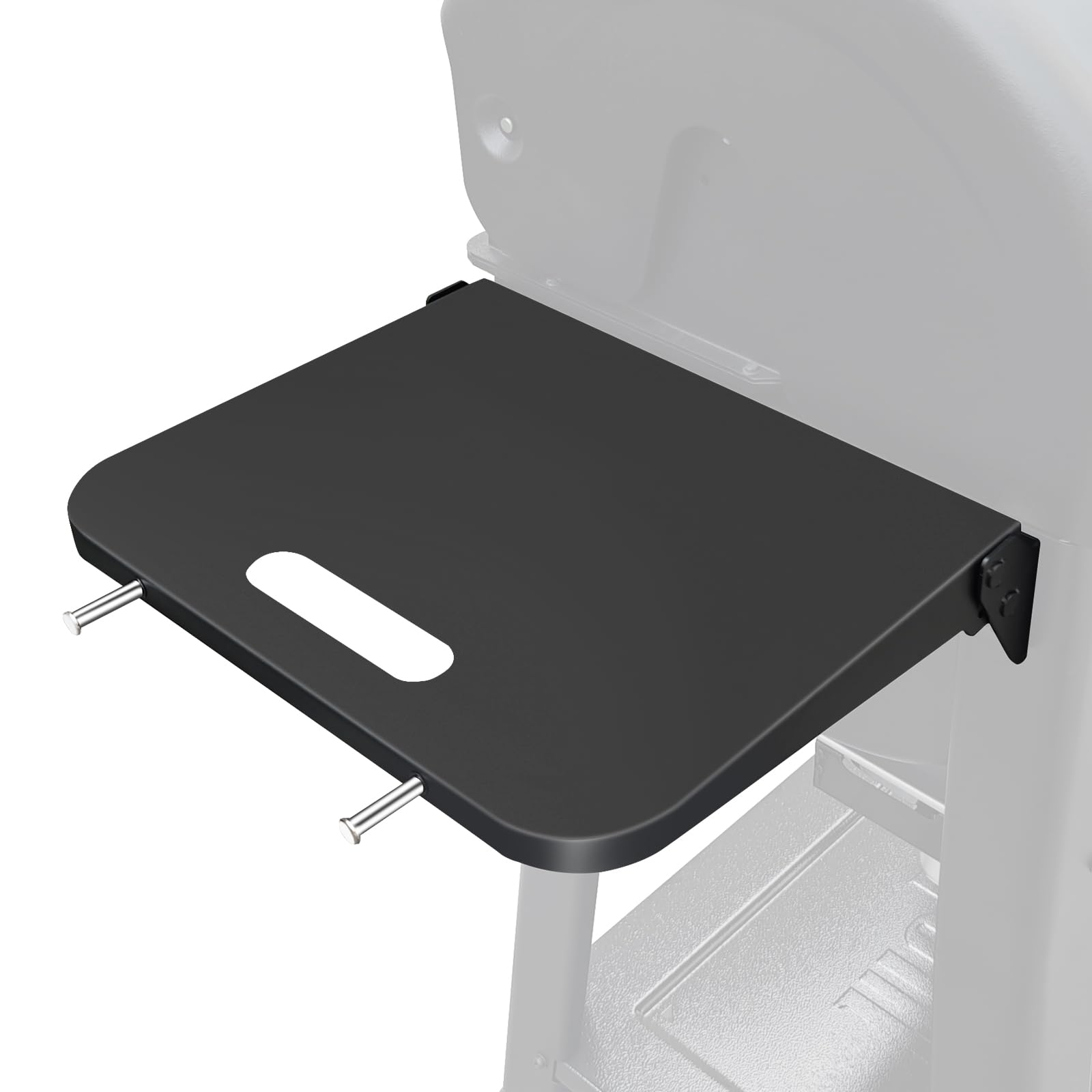 QuliMetal Foldable Side Shelf for Weber Searwood 600, front view.