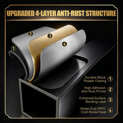 QuliMetal Foldable Side Shelf with grilling tools hanging from raised edges.