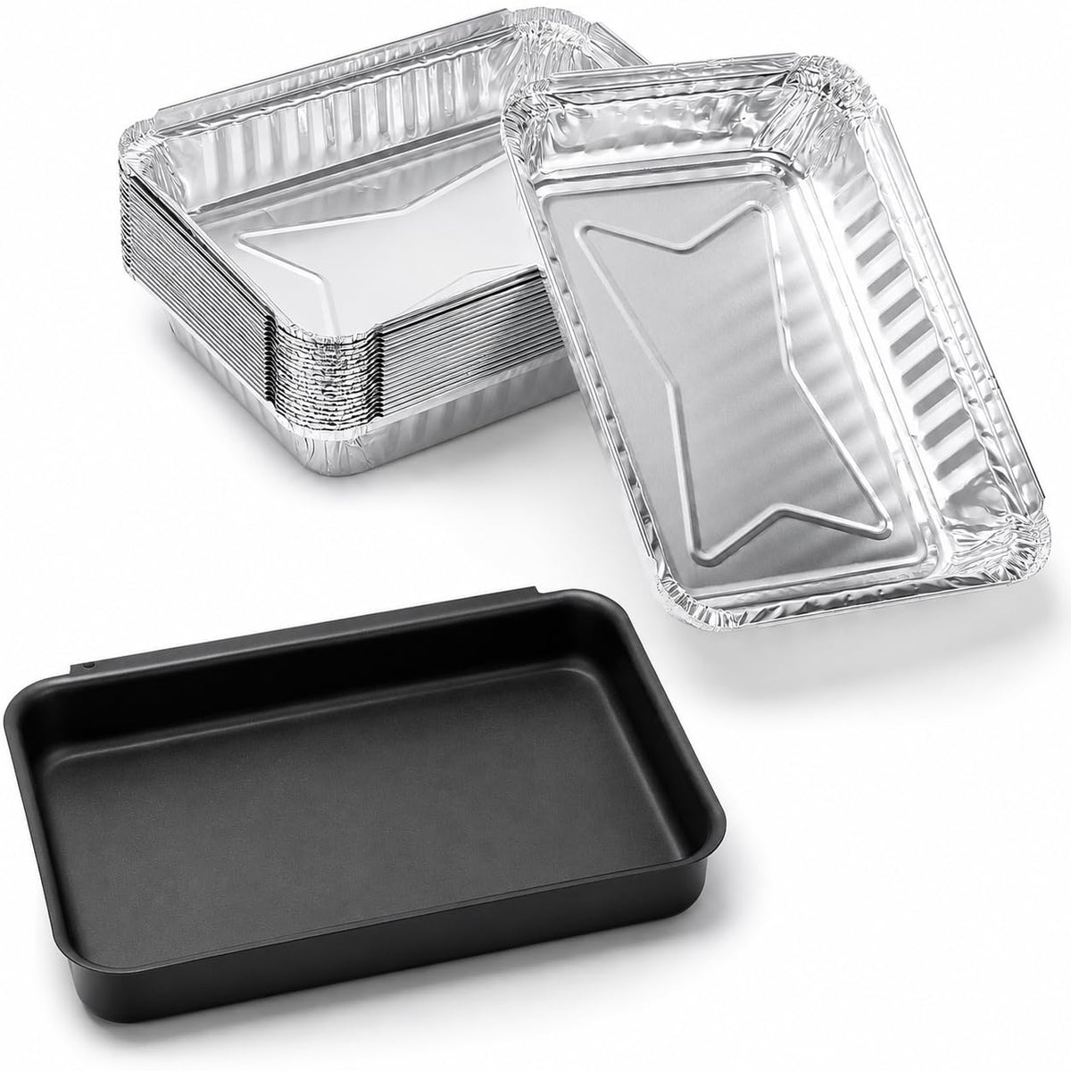QuliMetal grease catch pan front view with disposable liner