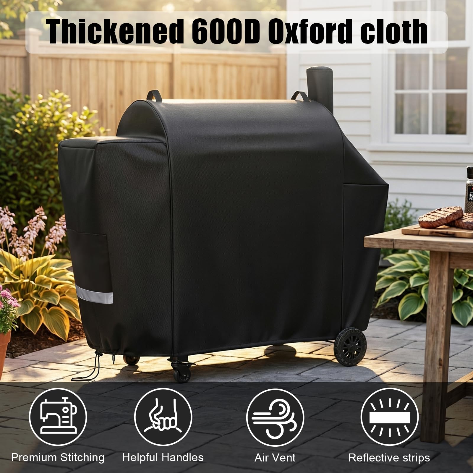 QuliMetal Grill Cover dimensions on a grill