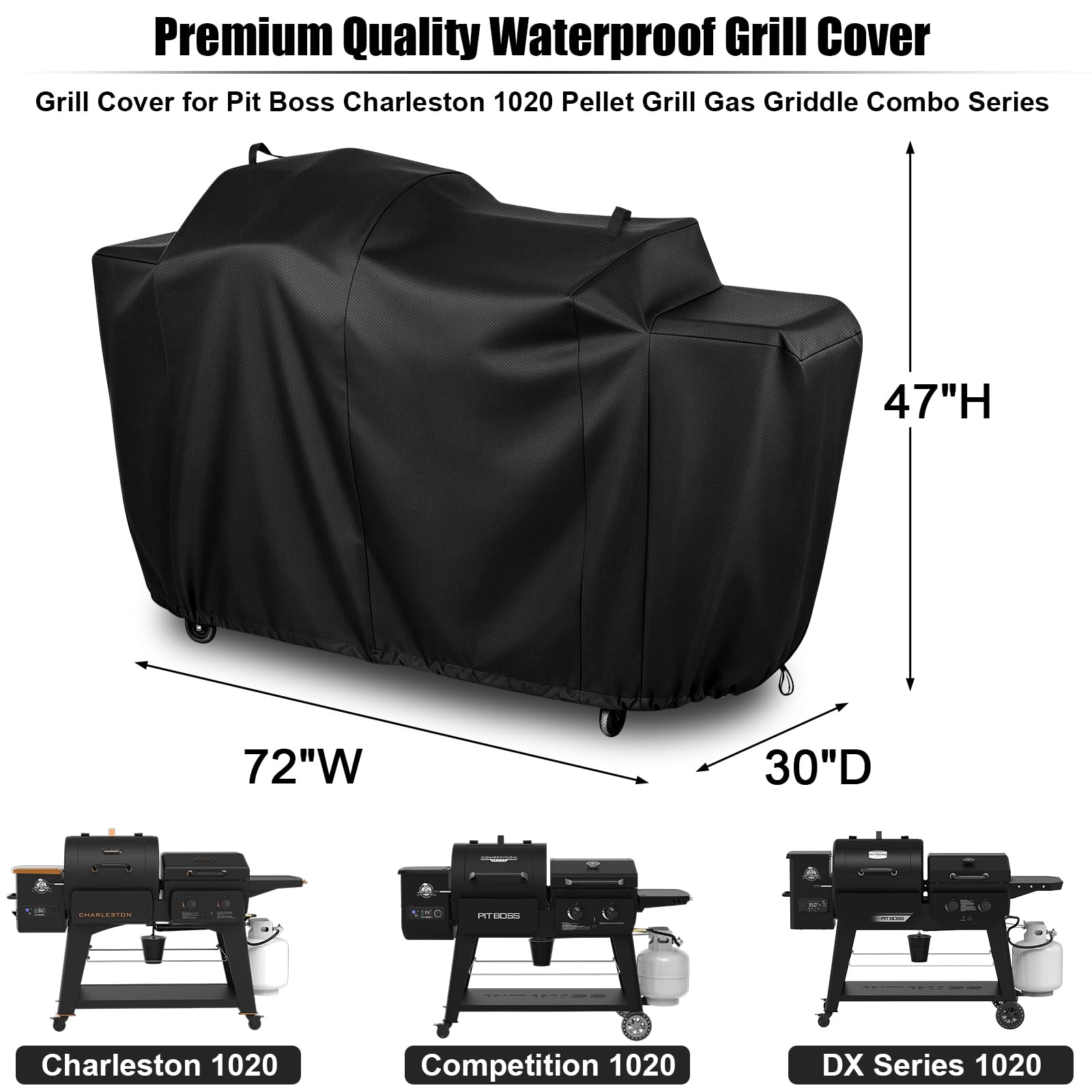 QuliMetal Grill Cover for Pit Boss Charleston 1020, side view