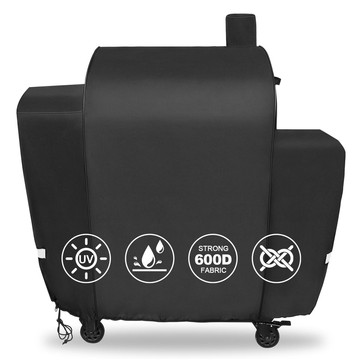 QuliMetal Grill Cover for Pit Boss Platinum Laredo 1000, black front view