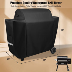 QuliMetal Grill Cover for Traeger Ironwood 885 side view