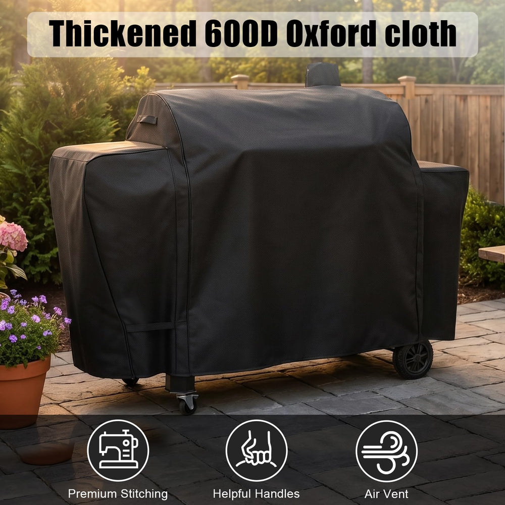 QuliMetal Grill Cover laid flat, showing dimensions