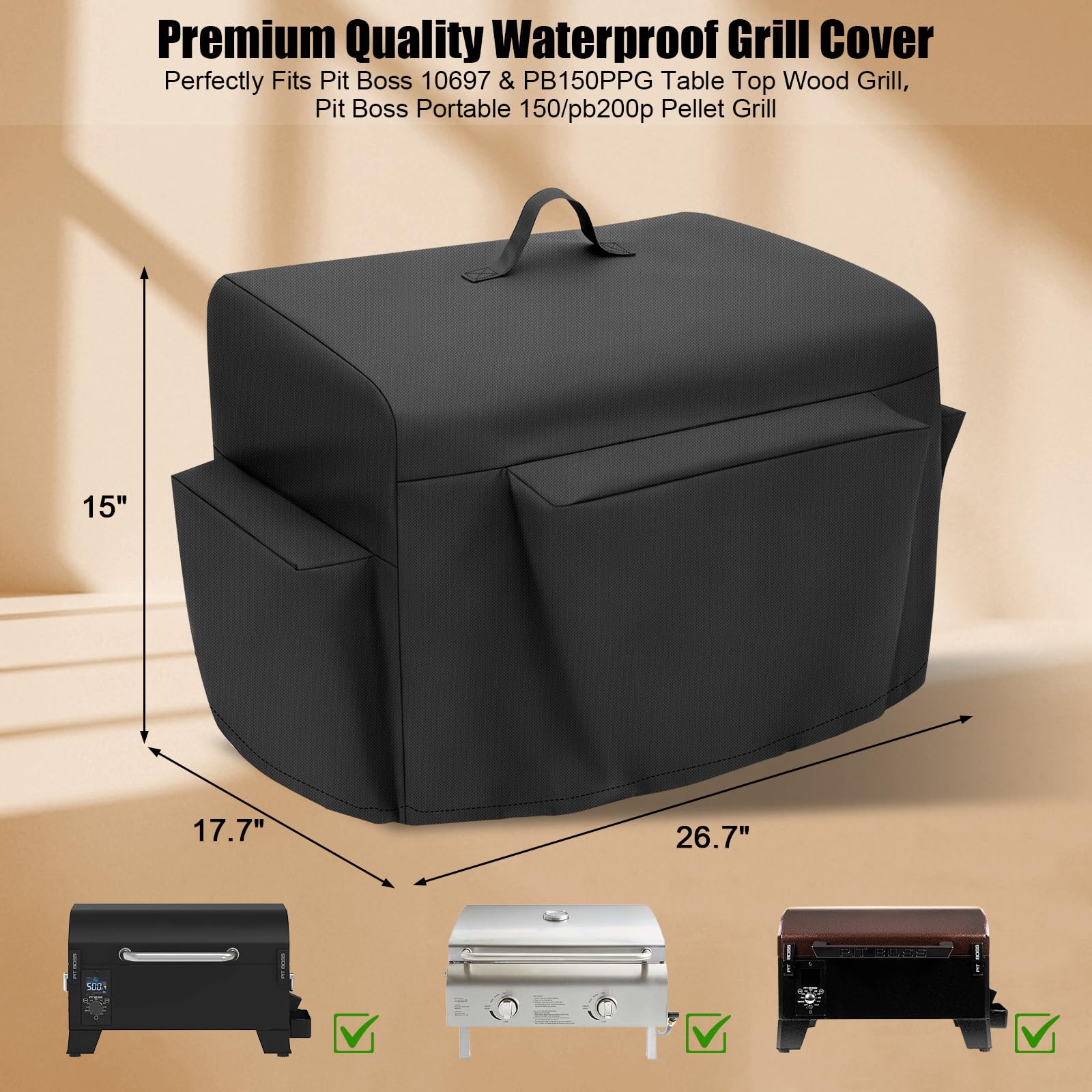 QuliMetal grill cover showing durable stitching and handles