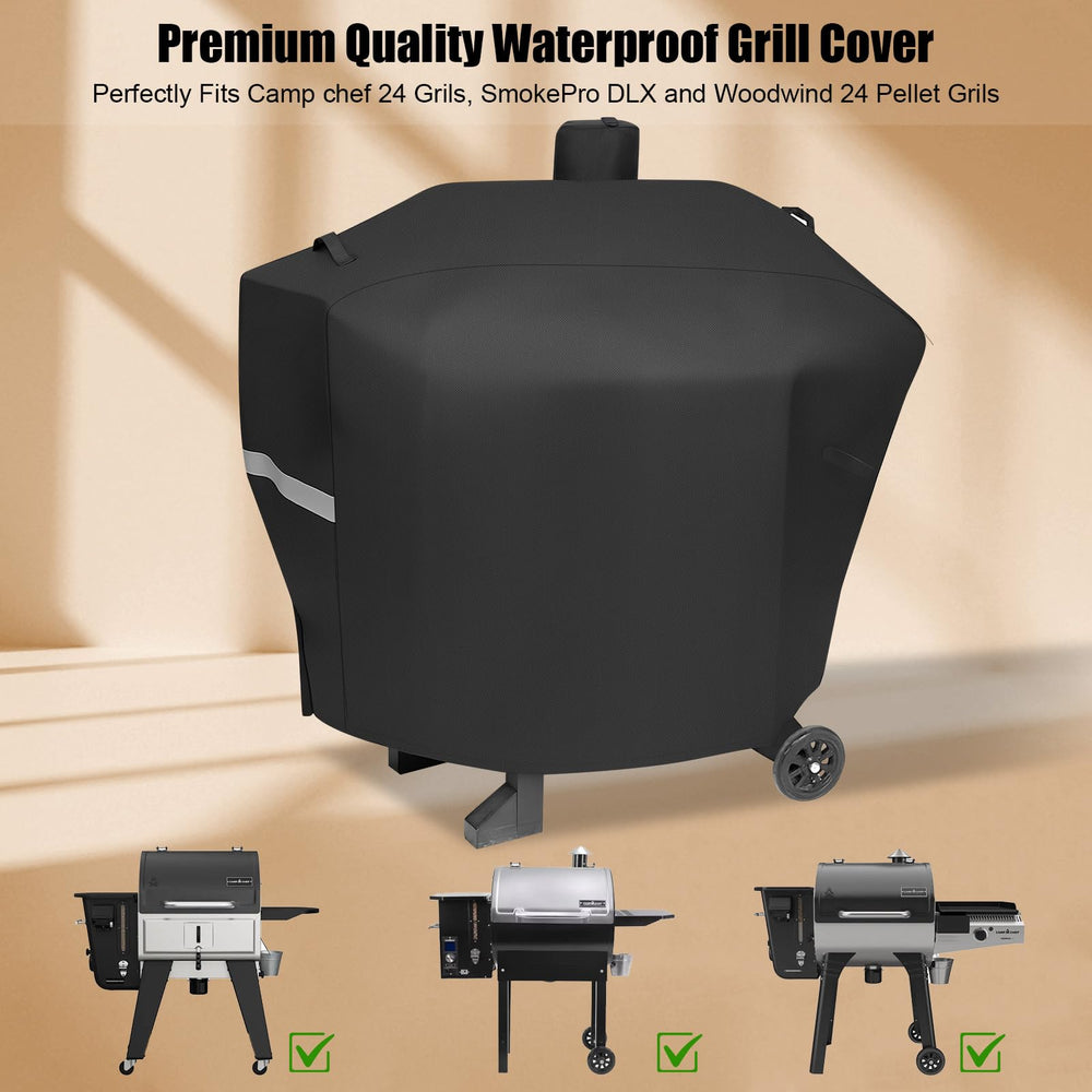QuliMetal grill cover showing Velcro straps and reflective tapes