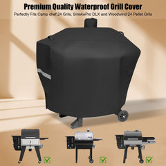 QuliMetal grill cover showing Velcro straps and reflective tapes