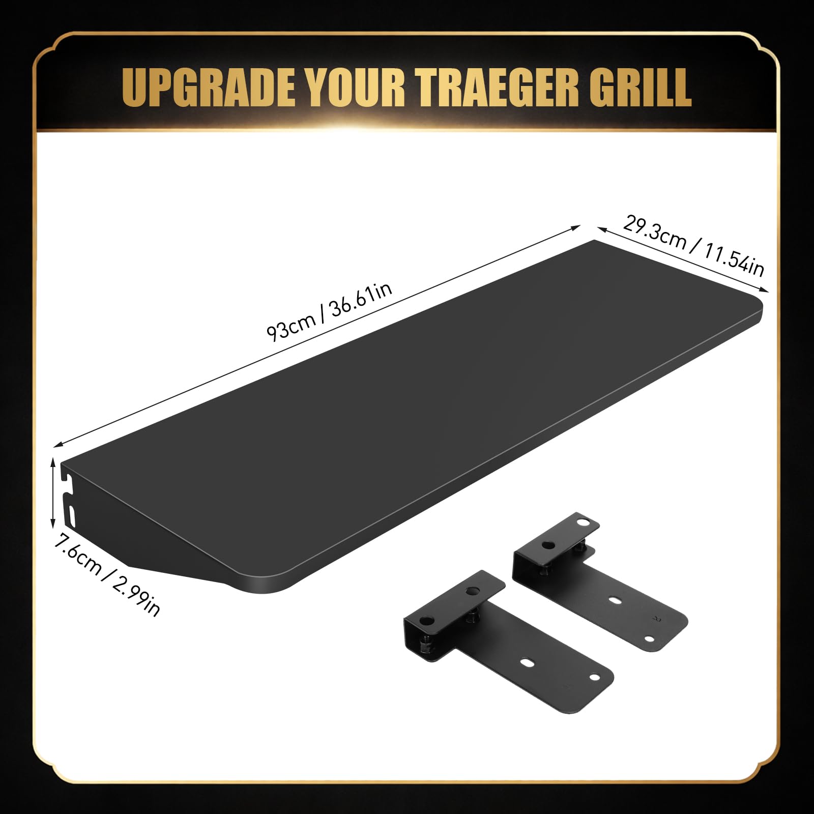 QuliMetal Grill Folding Shelf attached to Traeger Pro 34