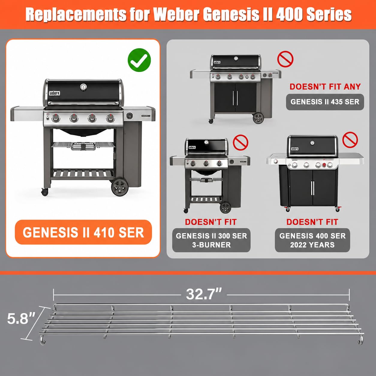 QuliMetal Grill Warming Rack installed on Weber Genesis II grill