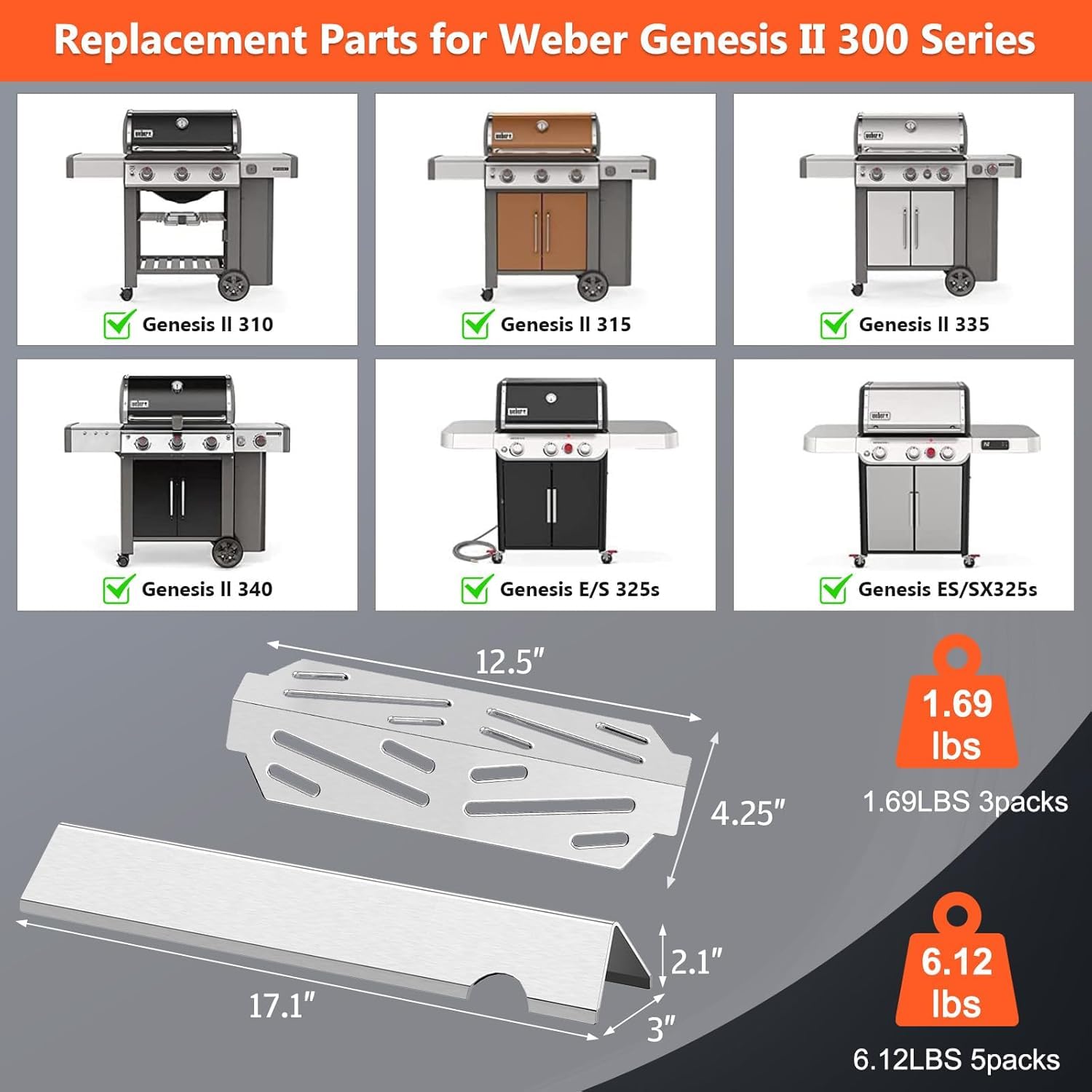 QuliMetal heat deflector for Weber Genesis II side view