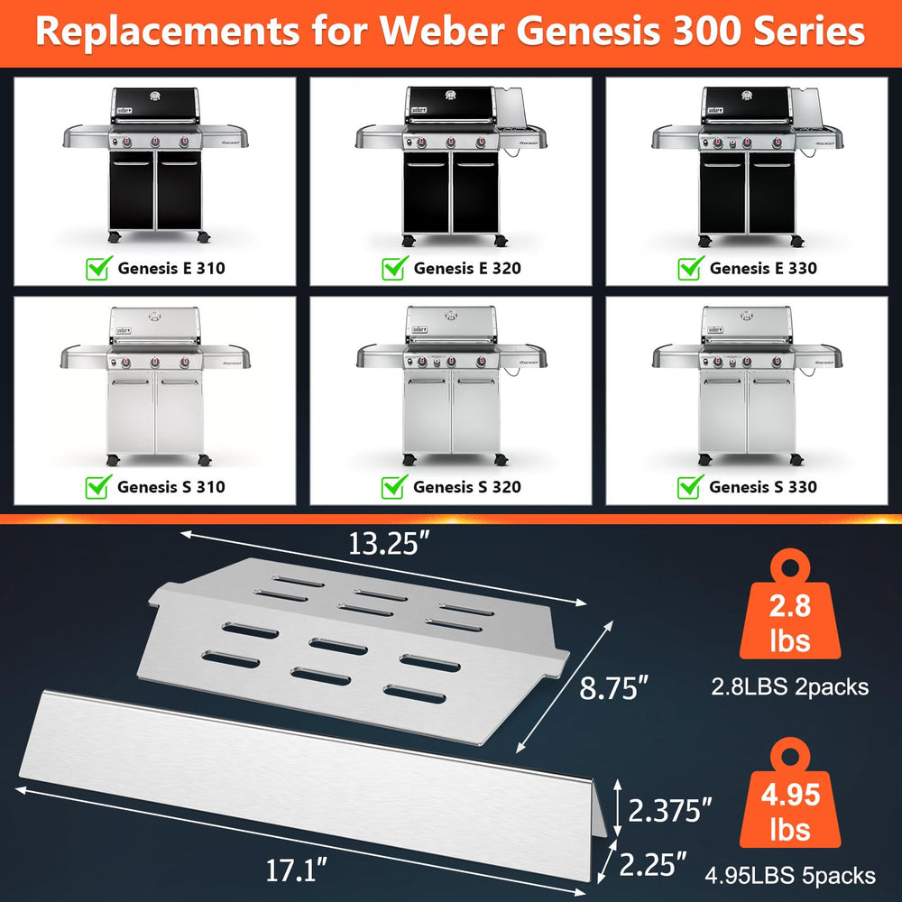 QuliMetal Heat Deflectors for Weber Genesis 300 Series, top view