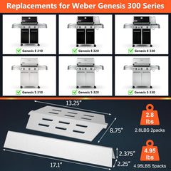 QuliMetal Heat Deflectors for Weber Genesis 300 Series, top view
