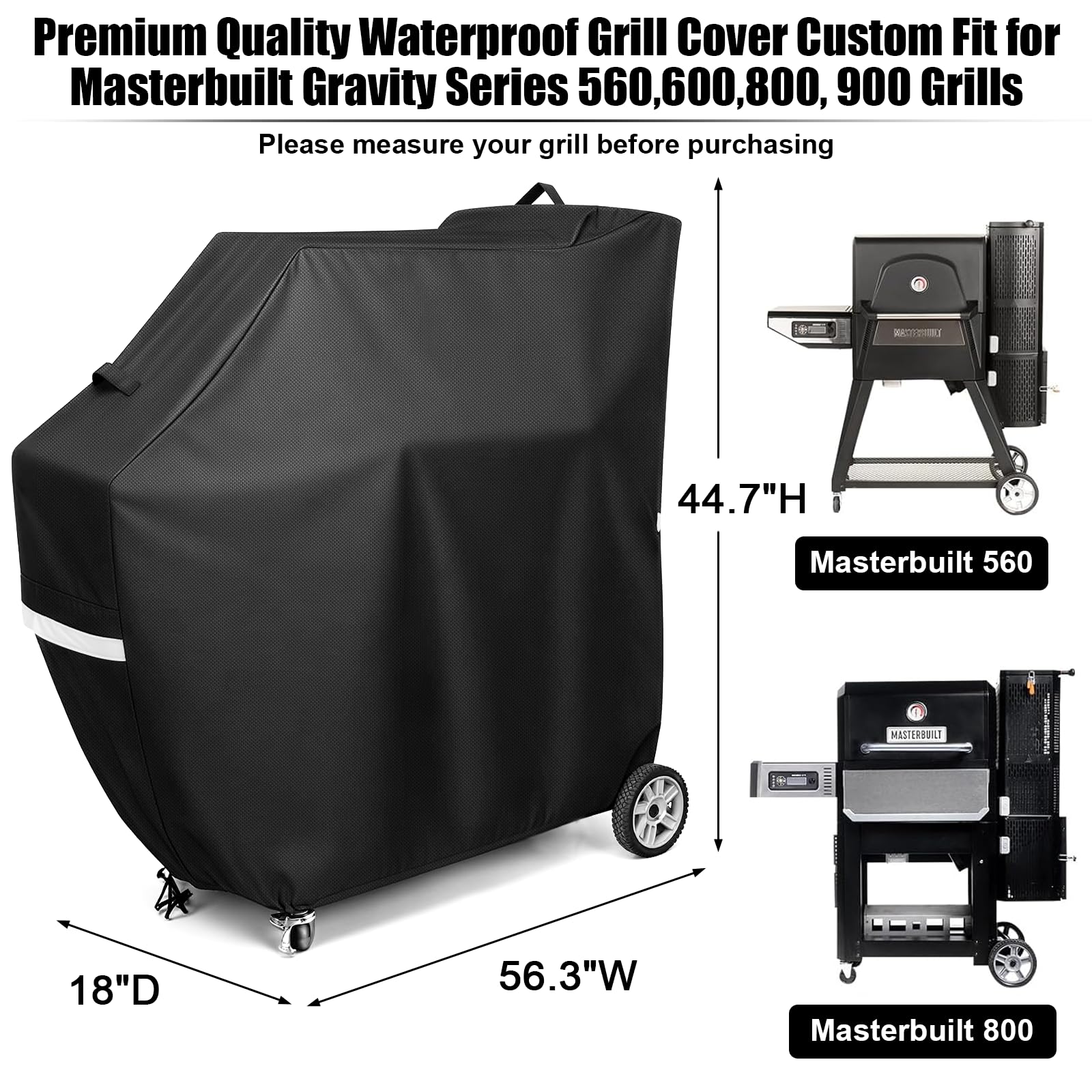 QuliMetal Smoker Cover for Masterbuilt Gravity Series 800, side view