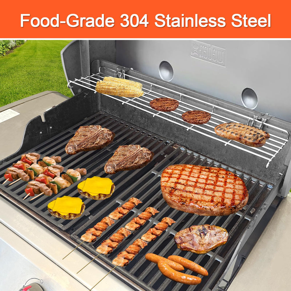 QuliMetal warming rack dimensions on a grill