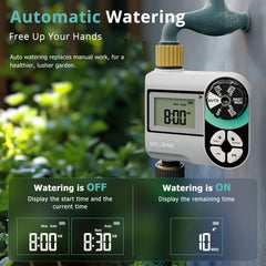 QUOBAS Brass Sprinkler Timer showing programming buttons