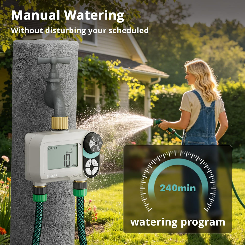 QUOBAS Water Timer showing child lock feature