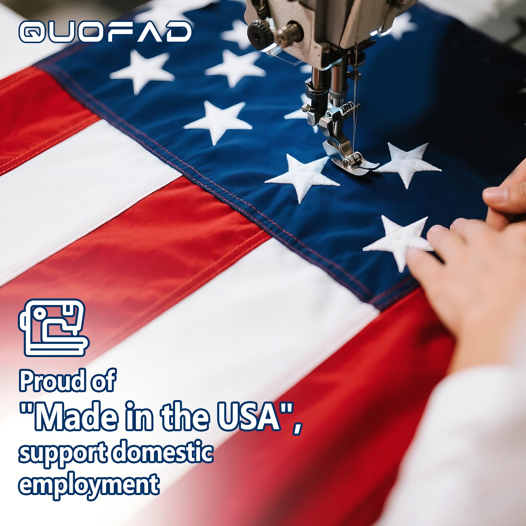 QUOFAD 4x6 American Flag in bright sunlight