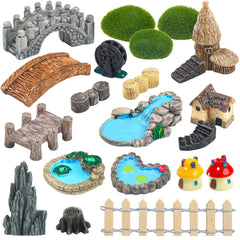 QUOZUO 21 Pcs Fairy Garden Miniatures Accessories set displayed