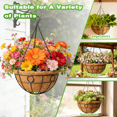 Qusuxi 12 Inch Metal Hanging Basket side view showing chains