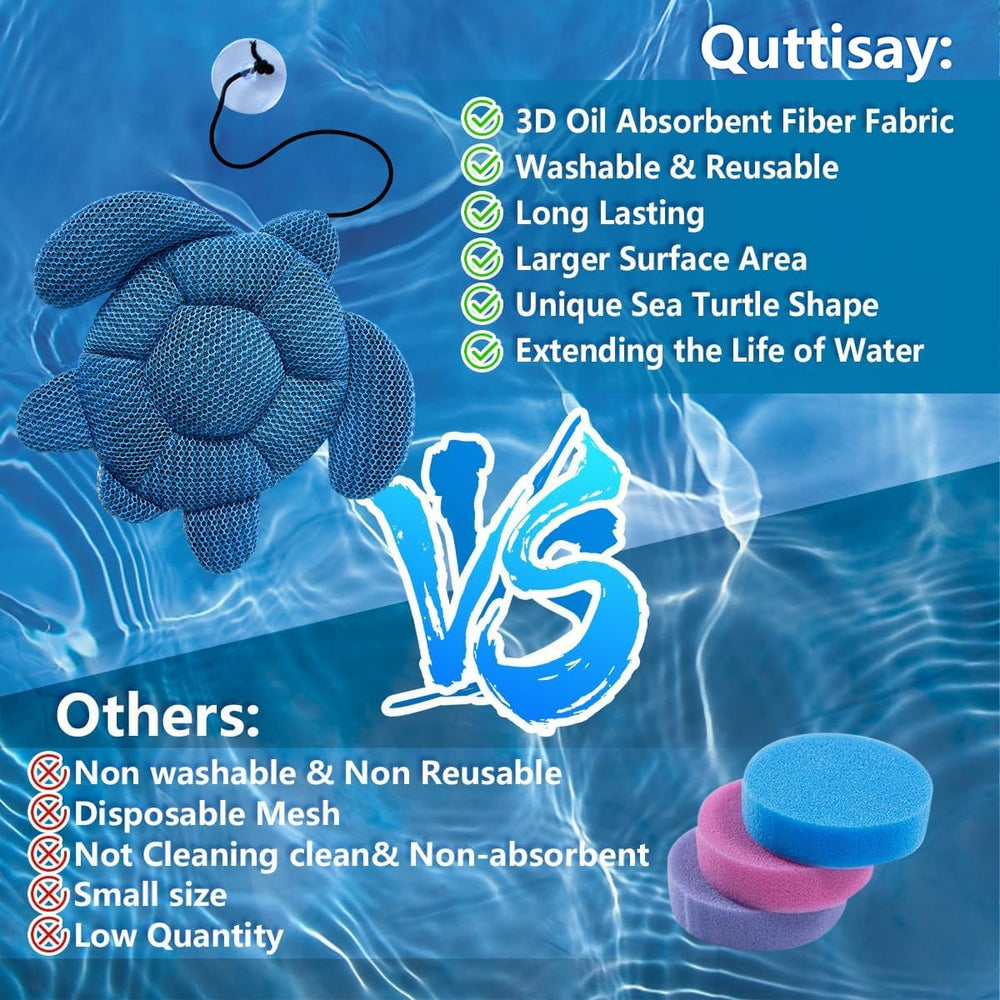 Quttisay Hot Tub Scum Absorber Turtle close-up view