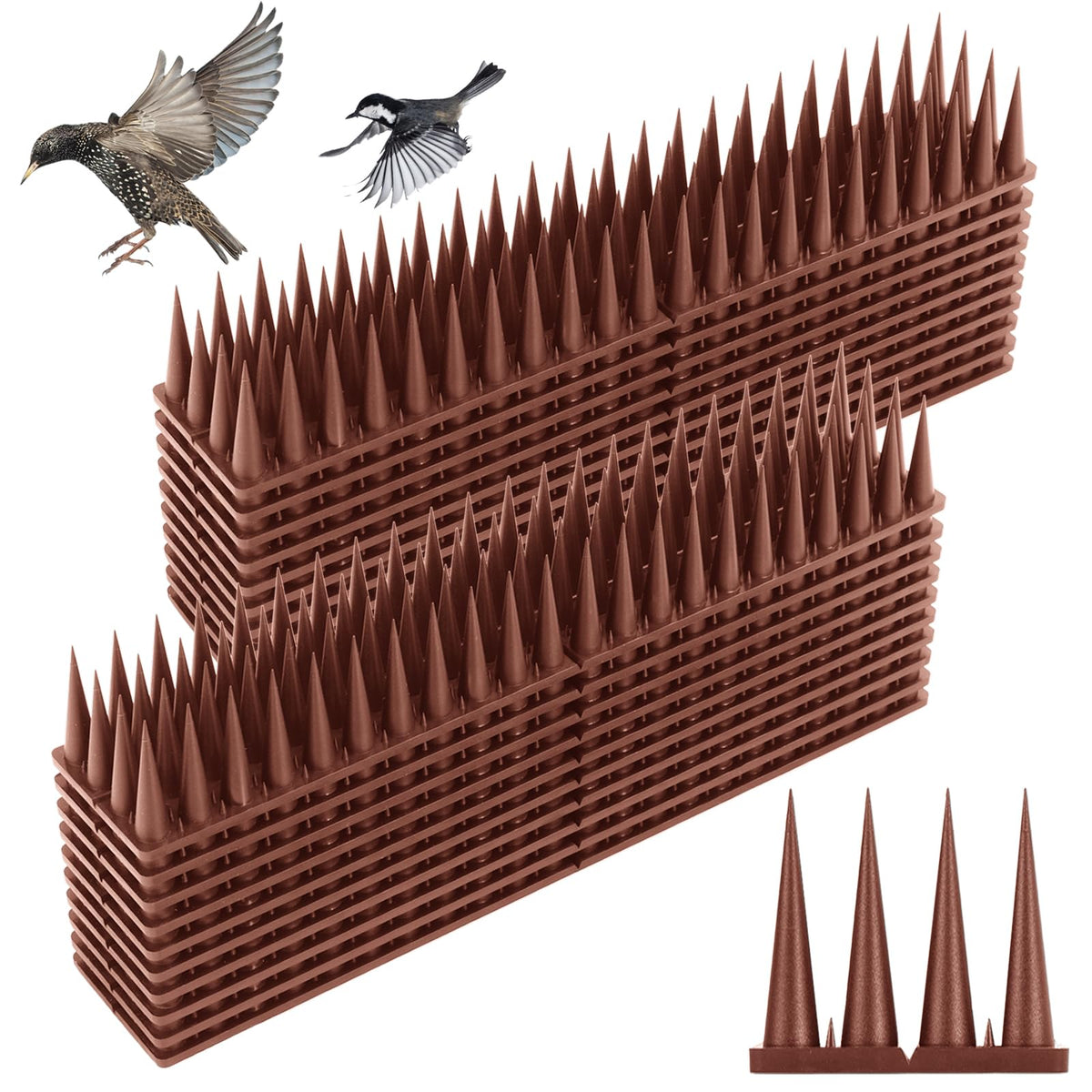Quunoot Bird Spikes 20 pack brown strips front view