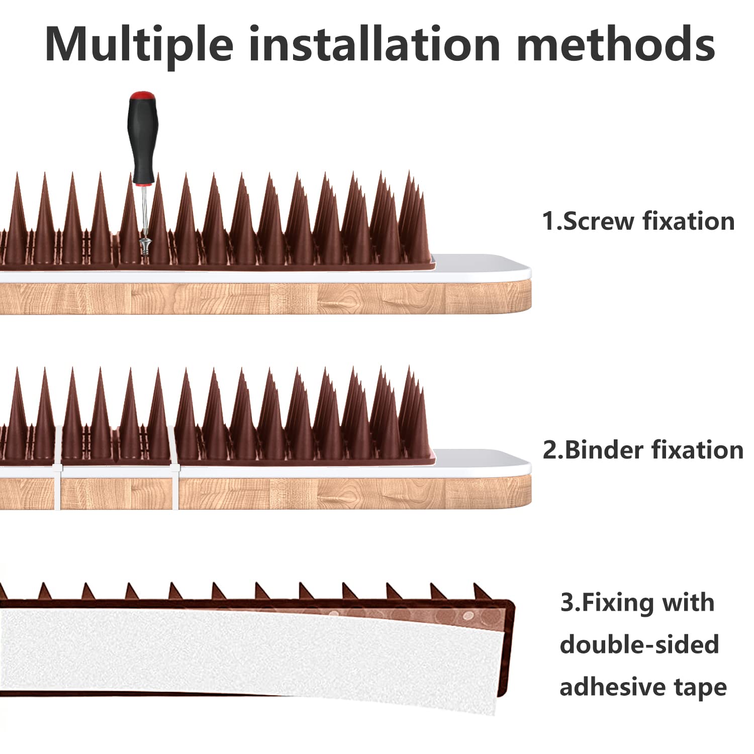 Quunoot Bird Spikes set up along a balcony edge