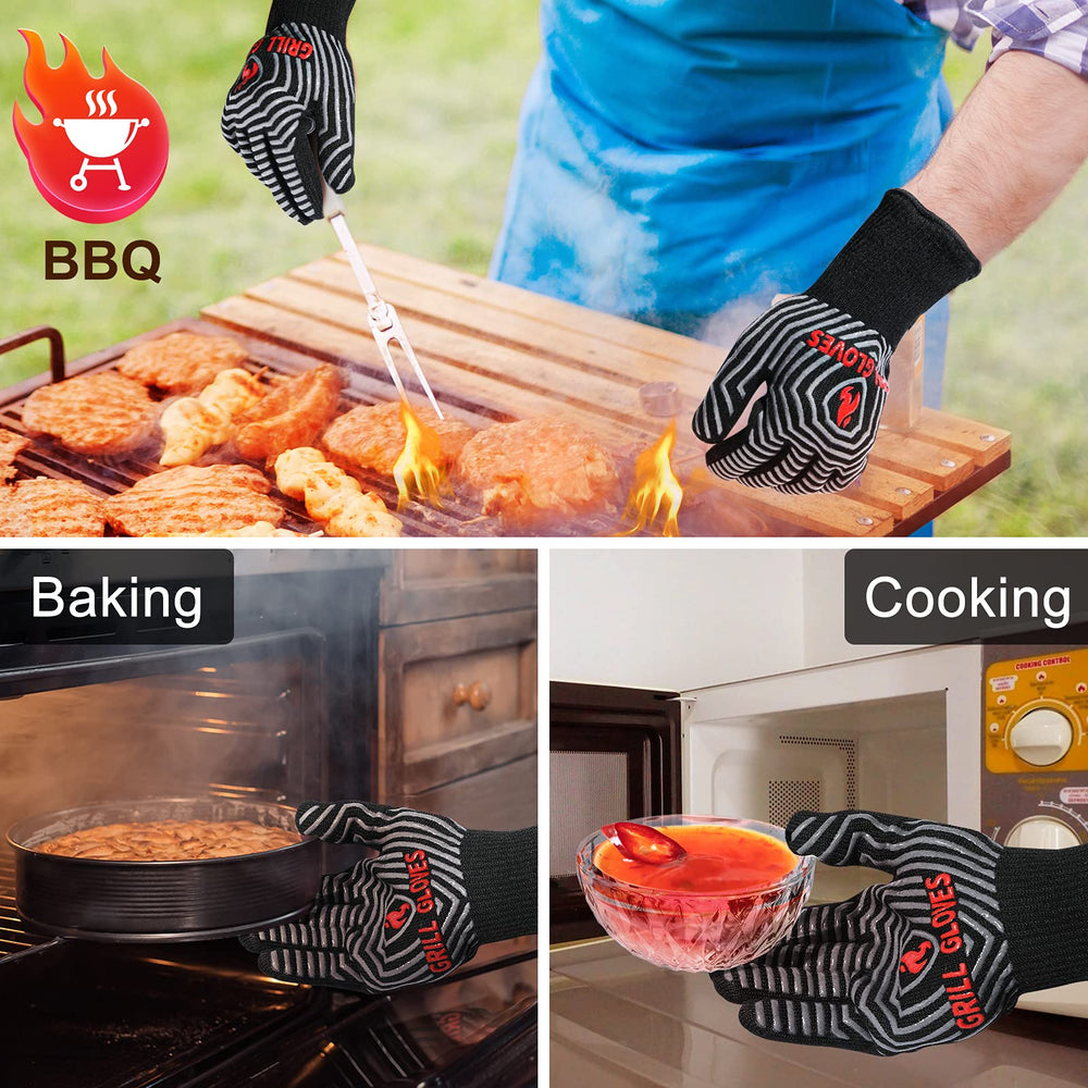 QUWIN BBQ Gloves back view showing long cuff design