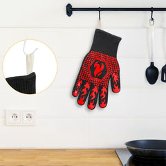 QUWIN BBQ Gloves being used for grilling