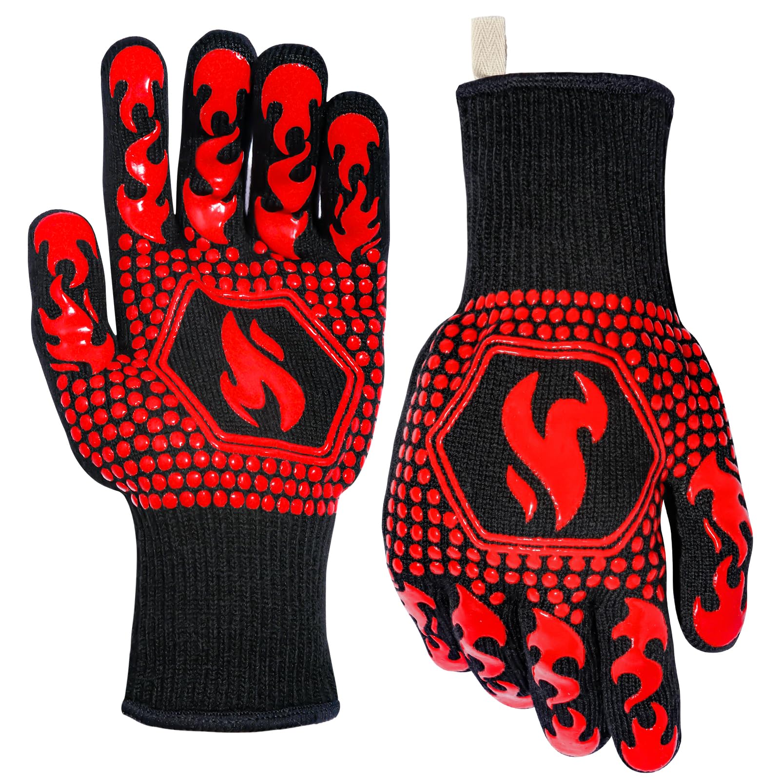 QUWIN BBQ Gloves front view in red colour