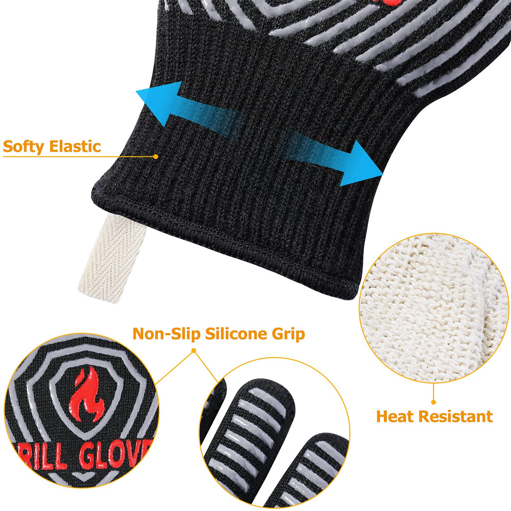 QUWIN BBQ Gloves in use while grilling