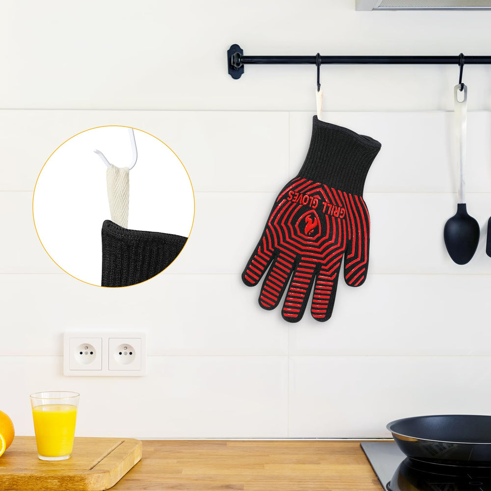 QUWIN BBQ Gloves on a kitchen counter