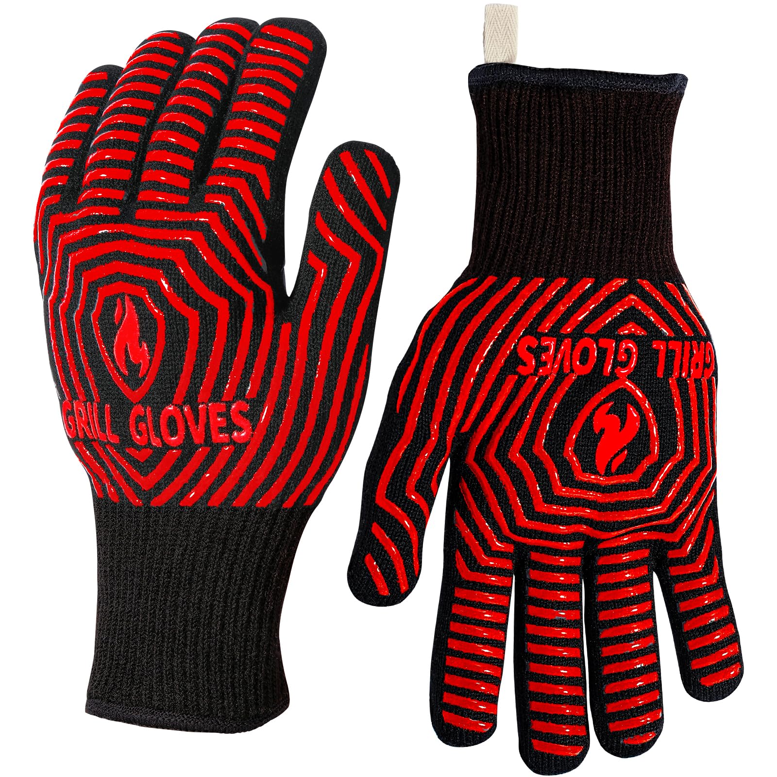 QUWIN BBQ Gloves red and black front view