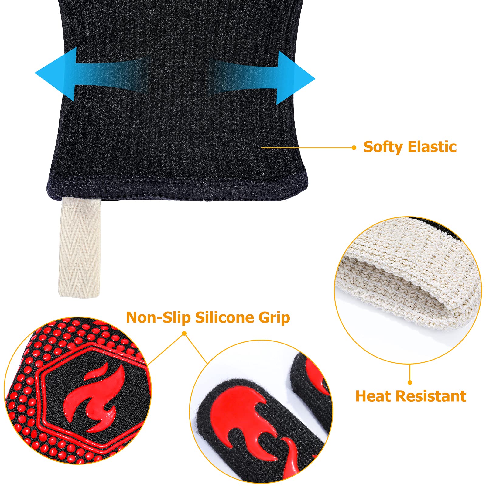 QUWIN BBQ Gloves red side view