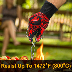 QUWIN BBQ Gloves showing non-slip grip texture