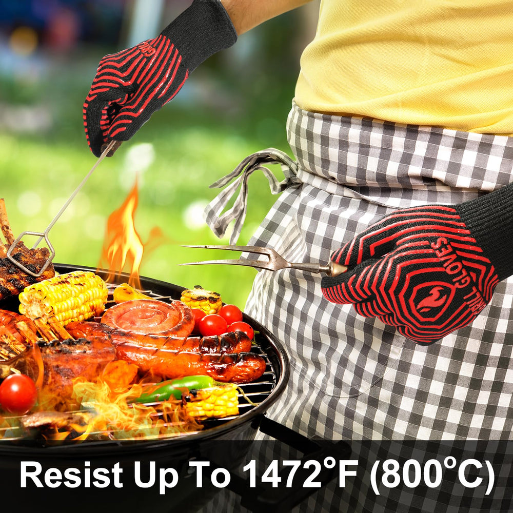 QUWIN BBQ Gloves side view with hook for hanging