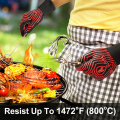 QUWIN BBQ Gloves side view with hook for hanging