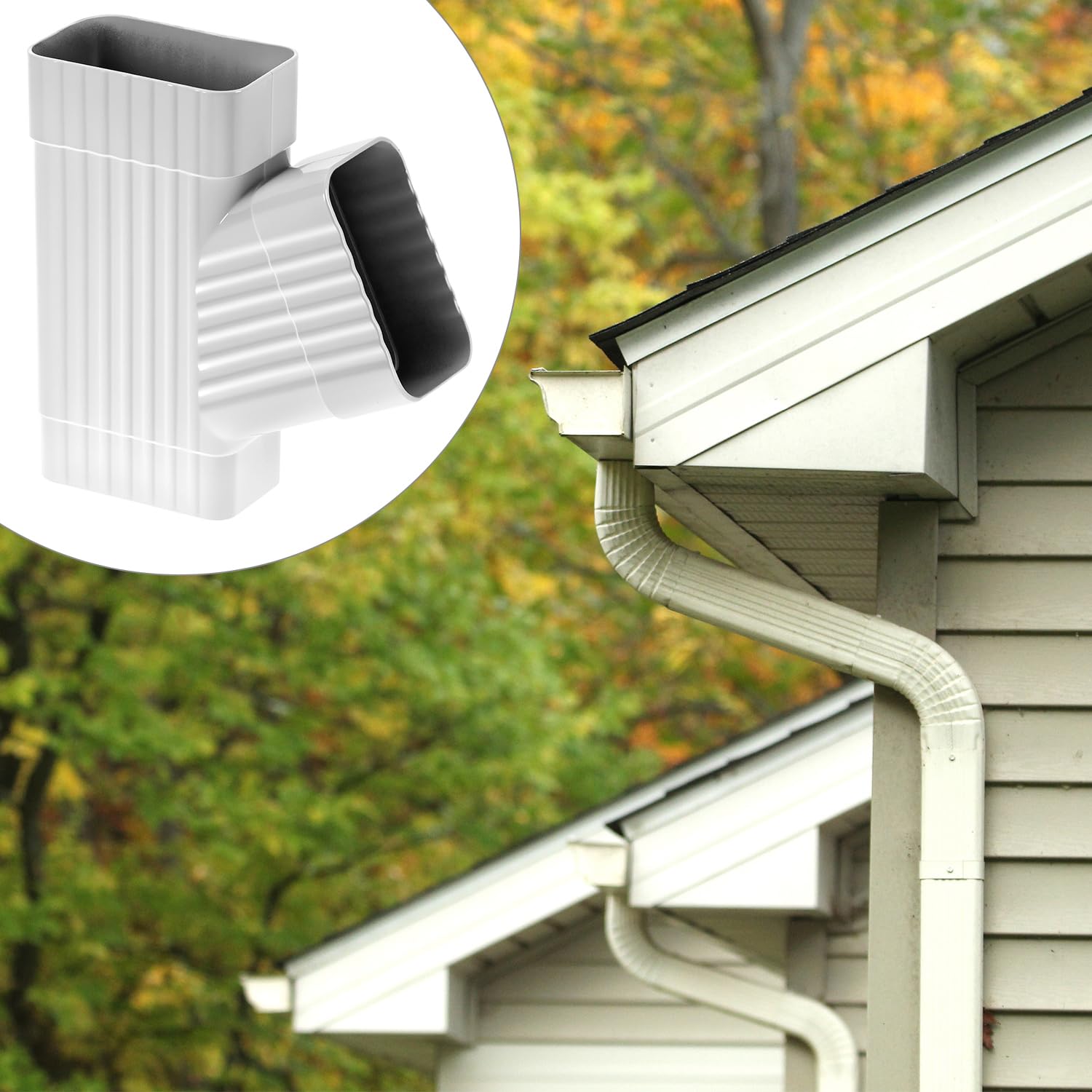 QWORK Downspout Gutter Y Connector 2x3 detailed close-up of the stainless steel material