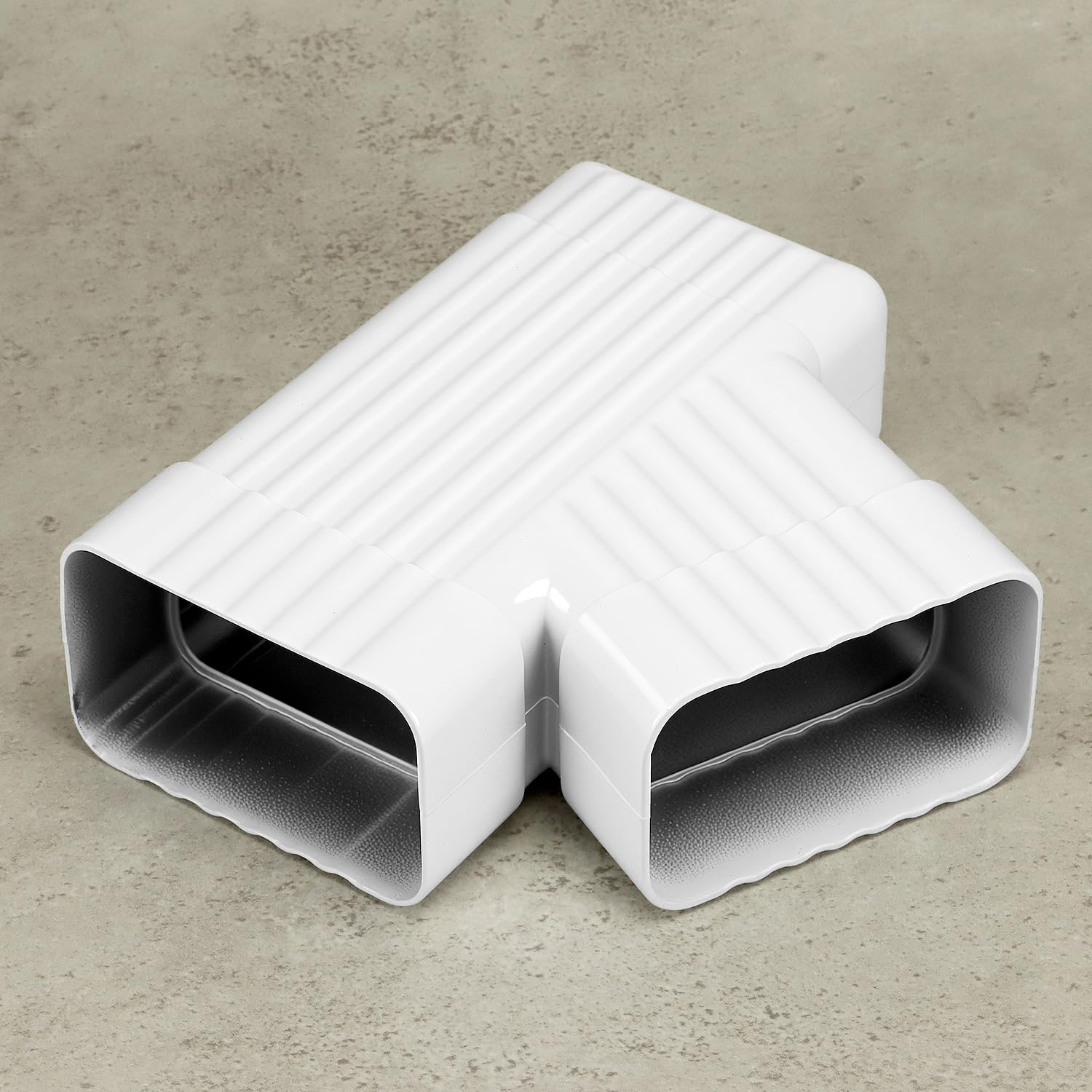 QWORK Downspout Gutter Y Connector 2x3 side view with stainless steel finish