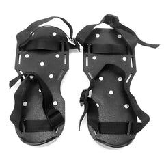 QWORK Epoxy Floor Spiked Shoes black front view with adjustable straps